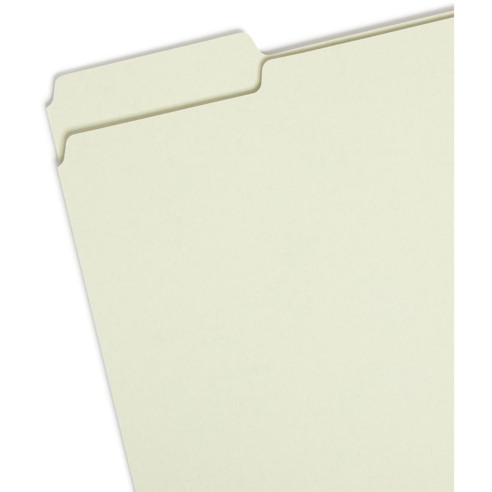 Smead 1/3 Tab Cut Letter Recycled Top Tab File Folder - 8 1/2" x 11" - 1" Expansion - Top Tab Location - Assorted Position Tab Position - Pressboard - Gray, Green - 100% Recycled - 25 / Box. Picture 5