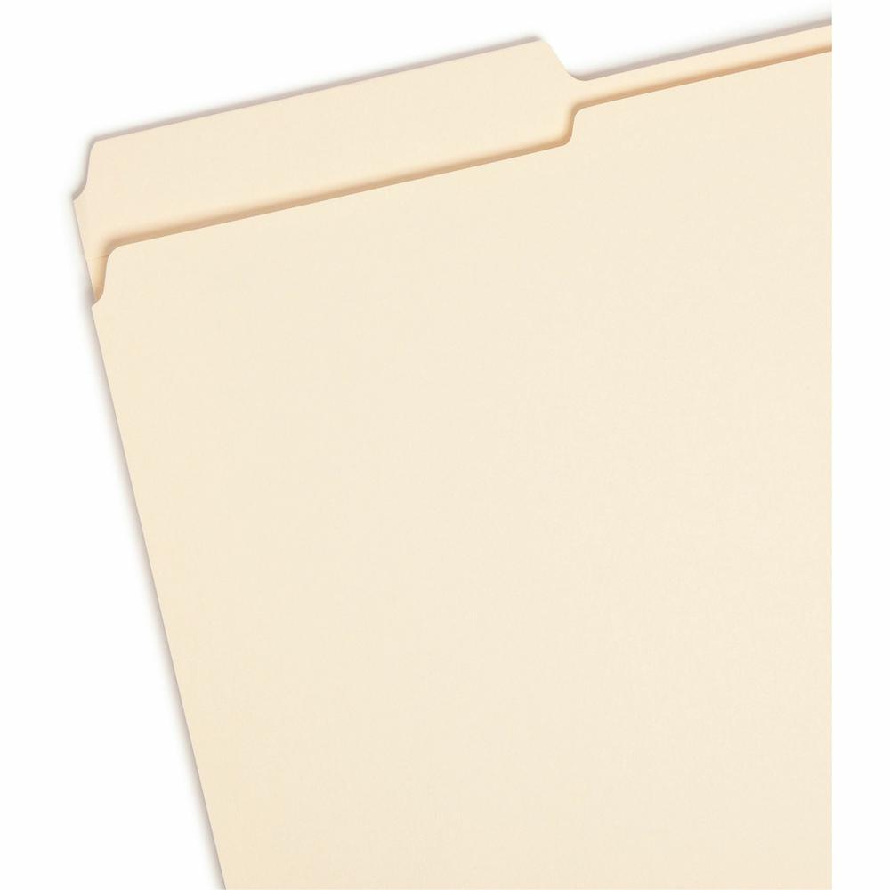 Smead 1/3 Tab Cut Legal Recycled Top Tab File Folder - 8 1/2" x 14" - 3/4" Expansion - Top Tab Location - Assorted Position Tab Position - Manila - Manila - 10% Recycled - 100 / Box. Picture 2