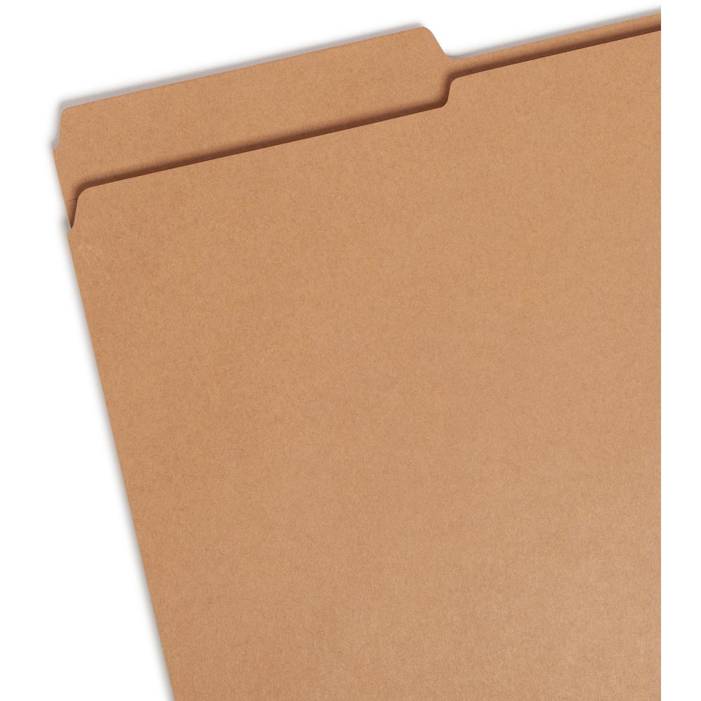 Smead 1/3 Tab Cut Legal Recycled Top Tab File Folder - 8 1/2" x 14" - 3/4" Expansion - Assorted Position Tab Position - Kraft - Kraft - 10% Recycled - 100 / Box. Picture 7