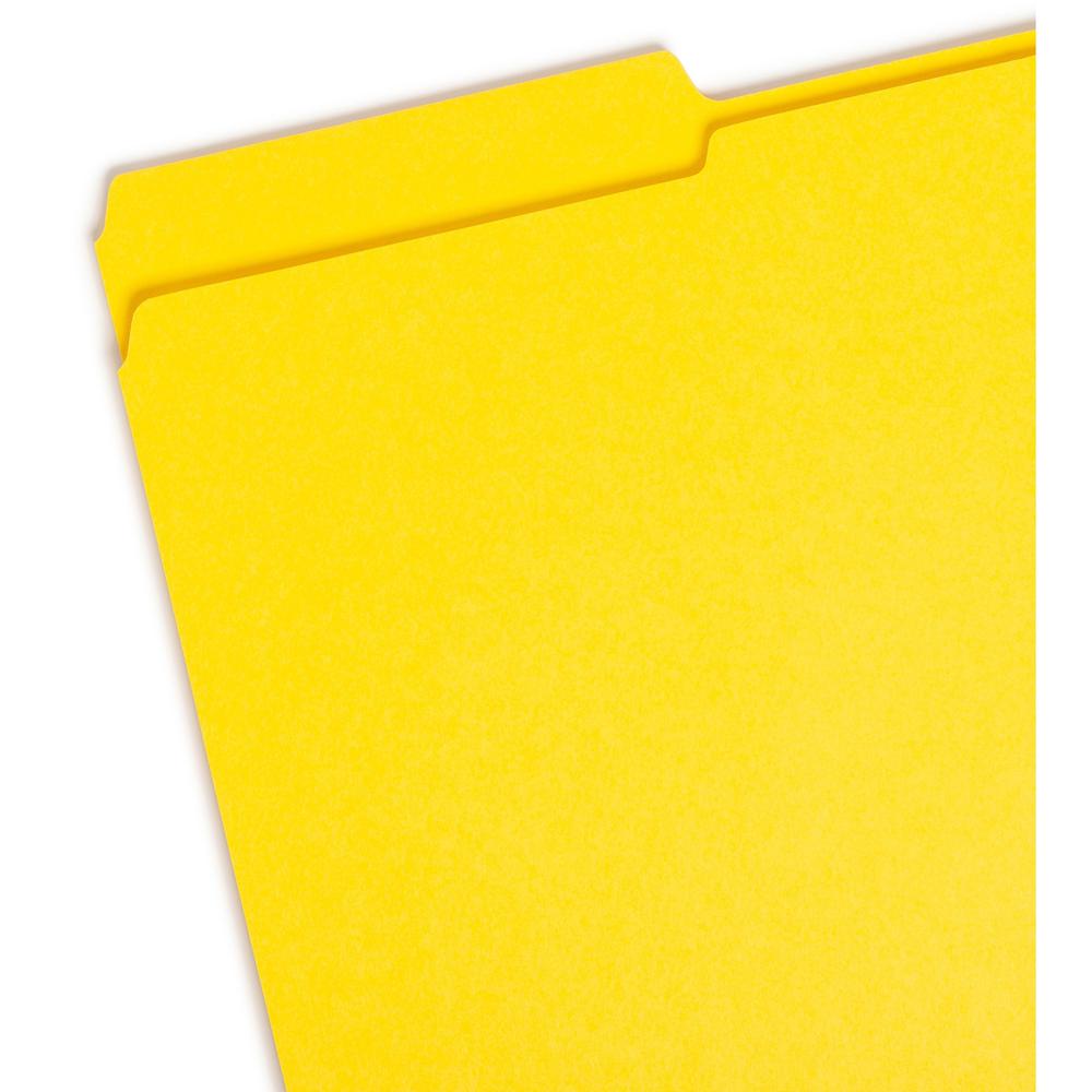 Smead Colored 1/3 Tab Cut Legal Recycled Top Tab File Folder - 8 1/2" x 14" - 3/4" Expansion - Top Tab Location - Assorted Position Tab Position - Yellow - 10% Recycled - 100 / Box. Picture 8
