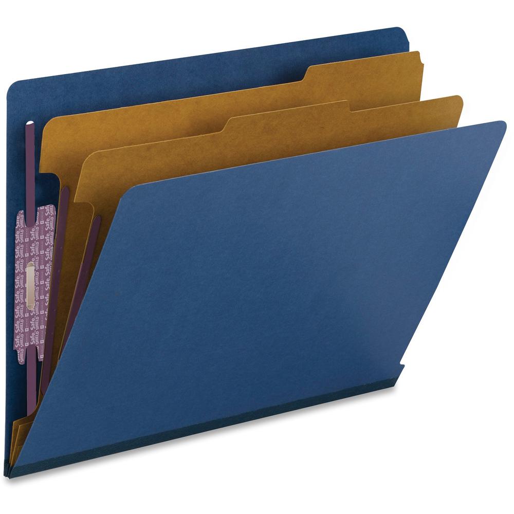 Smead 1/3 Tab Cut Letter Recycled Classification Folder - 8 1/2" x 11" - 2" Expansion - 2 x 2S Fastener(s) - 2" Fastener Capacity for Folder - 2 Divider(s) - Pressboard - Dark Blue - 100% Recycled - 1. Picture 5