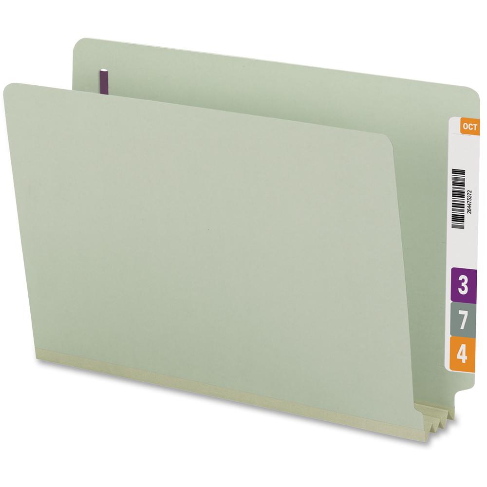 Smead Legal Recycled Fastener Folder - 8 1/2" x 14" - 3" Expansion - 2 x 2S Fastener(s) - 2" Fastener Capacity for Folder - End Tab Location - Pressboard - Gray, Green - 100% Recycled - 25 / Box. Picture 6