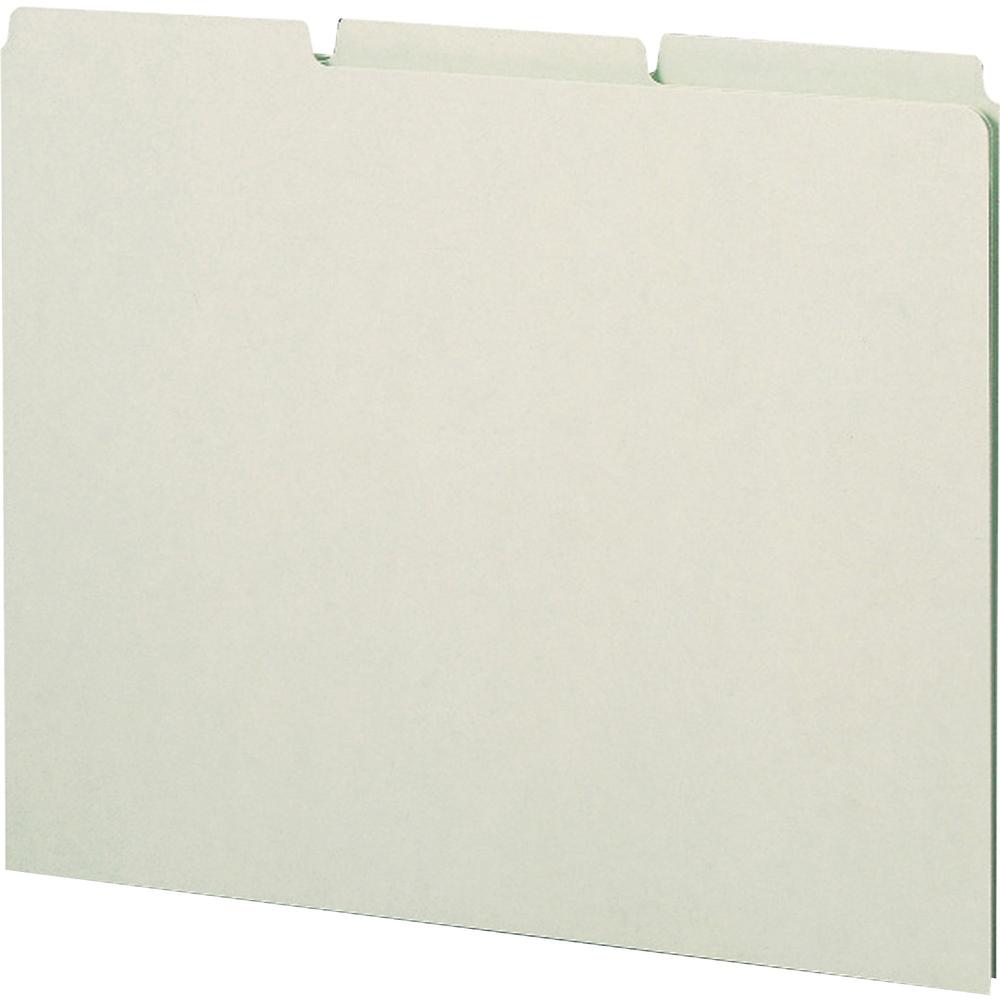 Smead Filing Guides with Blank Tab - Blank Assorted Tab(s) - Letter - Gray Pressboard, Green Tab(s) - 100 / Box. Picture 3