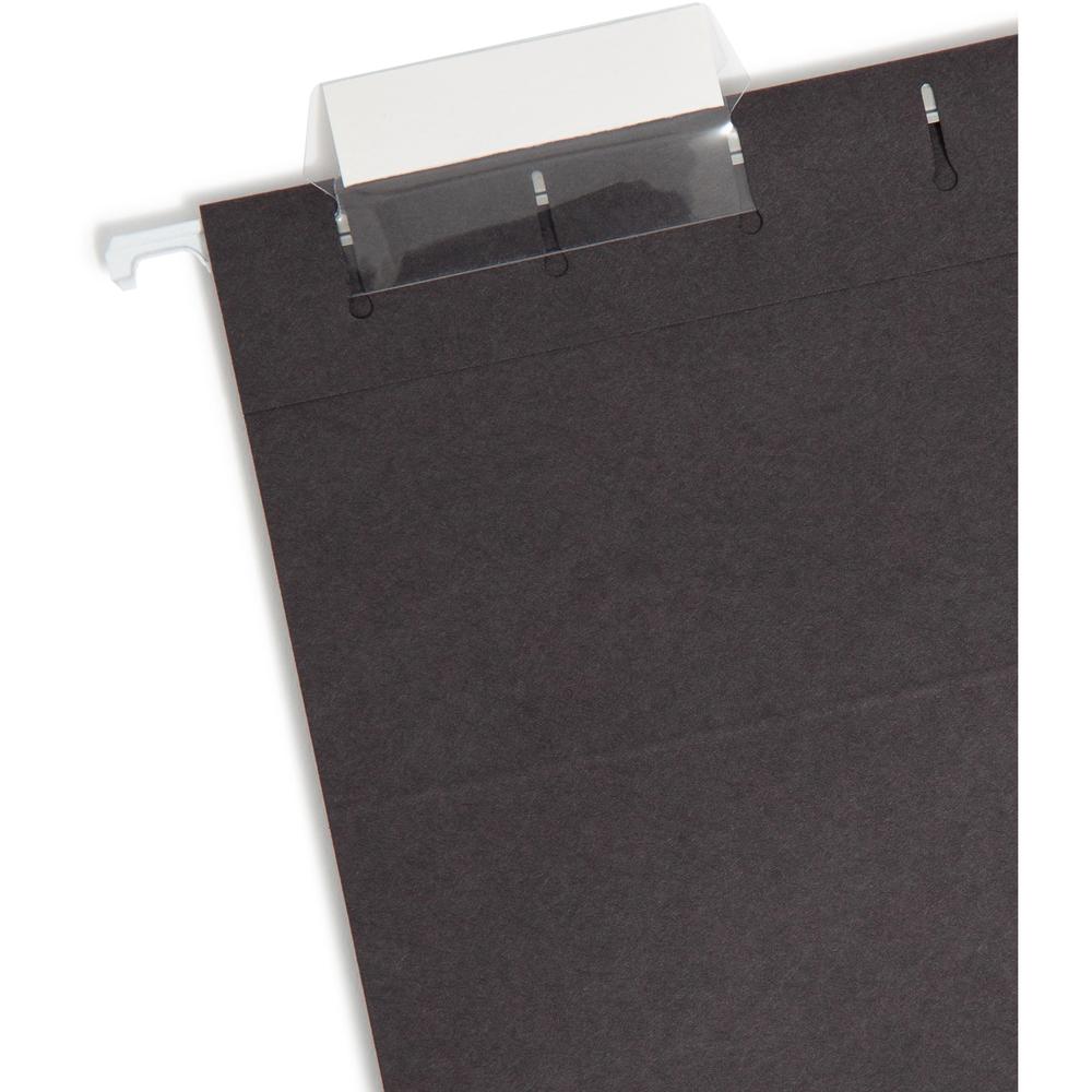 Smead Colored 1/5 Tab Cut Letter Recycled Hanging Folder - 8 1/2" x 11" - Top Tab Location - Assorted Position Tab Position - Vinyl - Black - 10% Recycled - 25 / Box. Picture 5