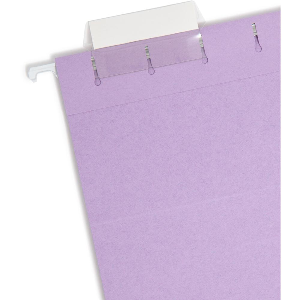 Smead Colored 1/5 Tab Cut Letter Recycled Hanging Folder - 8 1/2" x 11" - Top Tab Location - Assorted Position Tab Position - Vinyl - Lavender - 10% Recycled - 25 / Box. Picture 5