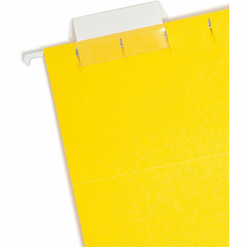 Smead Colored 1/5 Tab Cut Letter Recycled Hanging Folder - 8 1/2" x 11" - Top Tab Location - Assorted Position Tab Position - Vinyl - Yellow - 10% Recycled - 25 / Box. Picture 5