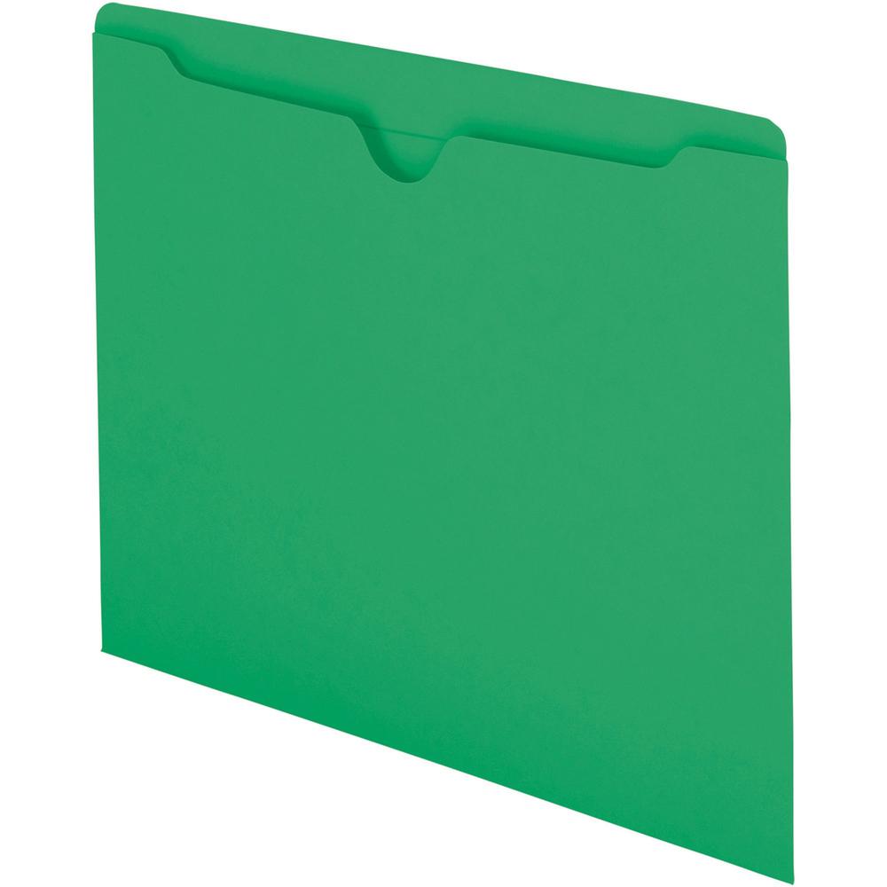 Smead Colored Straight Tab Cut Letter Recycled File Jacket - 8 1/2" x 11" - Green - 10% Recycled - 100 / Box. Picture 4