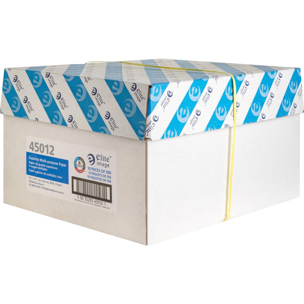 Elite Image Multipurpose Paper - 98 Brightness - Legal - 8 1/2" x 14" - 20 lb Basis Weight - 5000 / Carton - Sustainable Forestry Initiative (SFI) - White. Picture 4