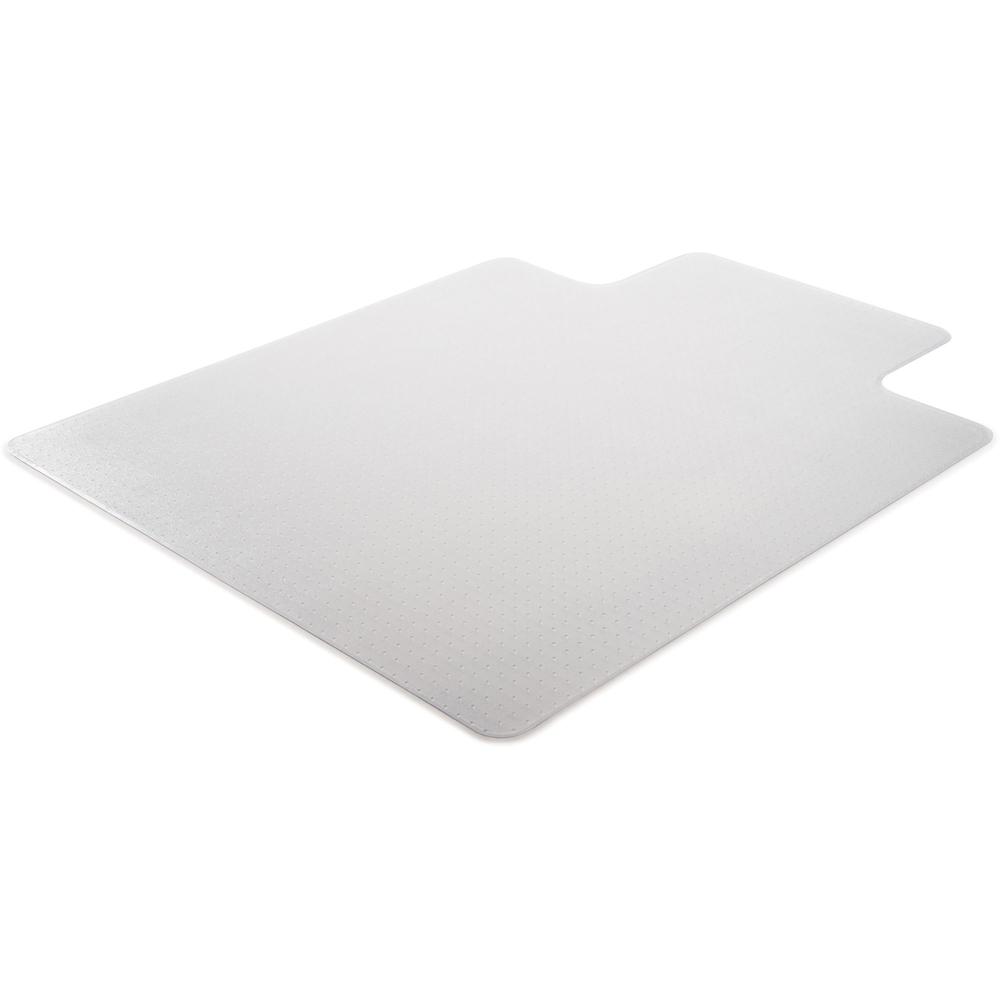 Lorell Low Pile Wide Lip Economy Chairmat - Carpeted Floor - 53" Length x 45" Width x 0.095" Thickness - Lip Size 12" Length x 25" Width - Vinyl - Clear - 1Each. Picture 1