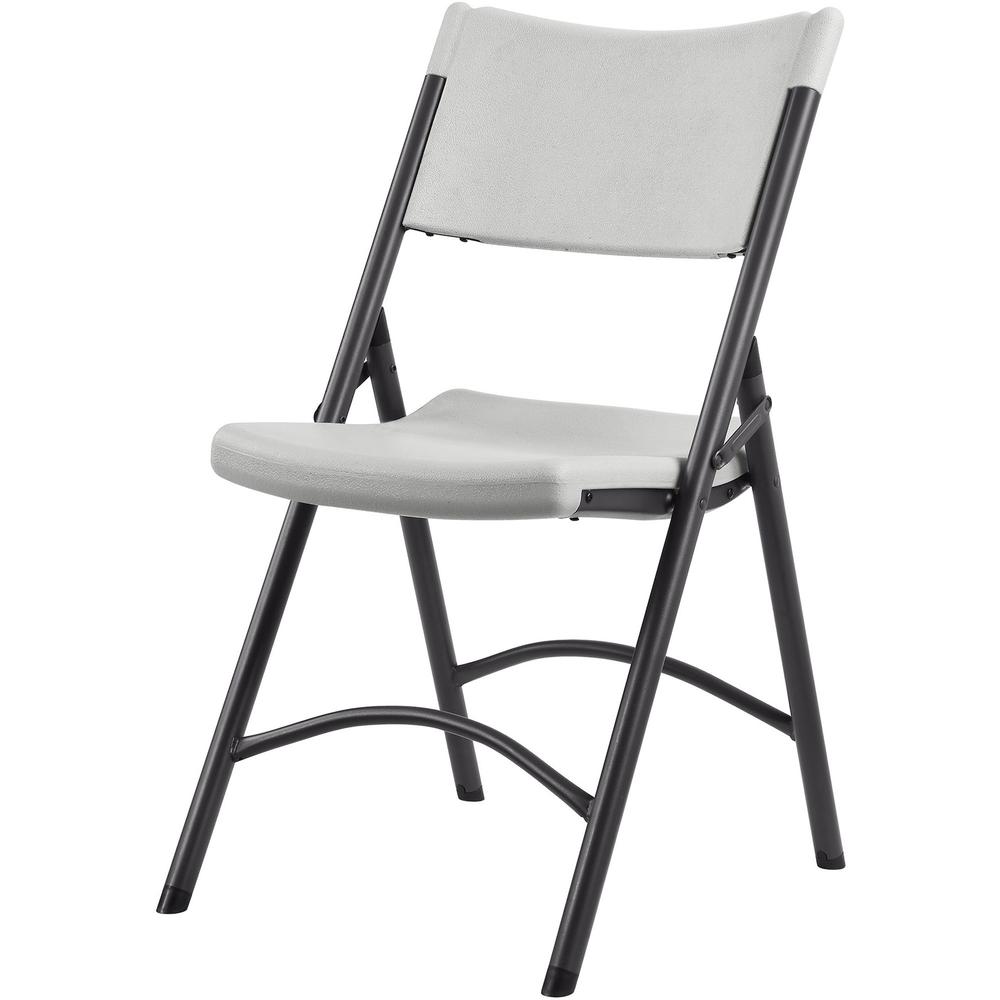 Lorell Heavy-duty Blow-Molded Folding Chairs - Light Gray Polyethylene Seat - Light Gray Polyethylene Back - Dark Gray Steel Frame - Steel, Polyethylene - 4 / Carton. Picture 4