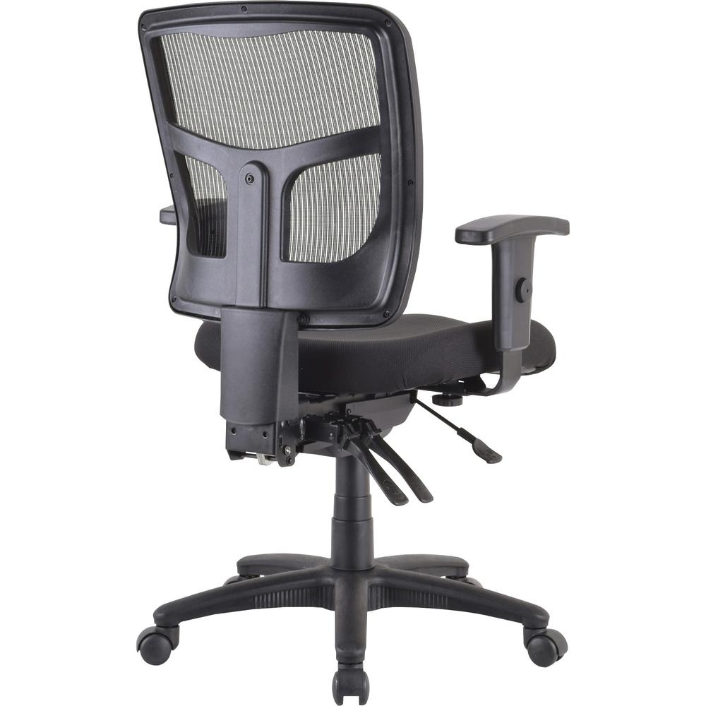 Lorell ErgoMesh Series Managerial Mid-Back Chair - Black Fabric Seat - Black Back - Black Frame - 5-star Base - 1 Each. Picture 8