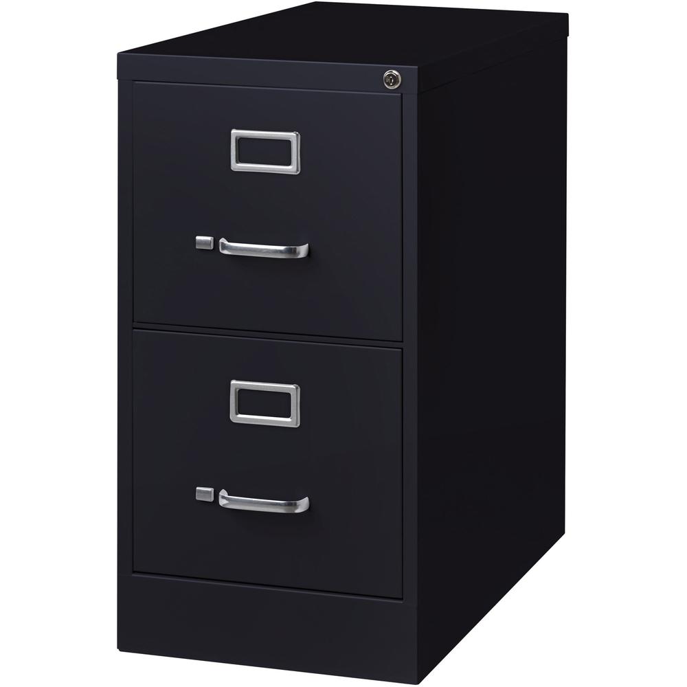 Lorell Fortress Series 26-1/2" Commercial-Grade Vertical File Cabinet - 15" x 26.5" x 28.4" - 2 x Drawer(s) for File - Letter - Vertical - Security Lock, Ball-bearing Suspension, Heavy Duty - Black - . Picture 5