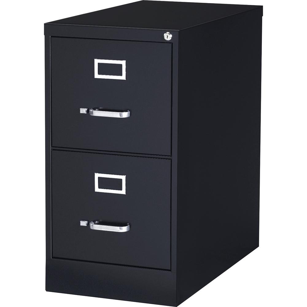 Lorell Fortress Series 25" Commercial-Grade Vertical File Cabinet - 15" x 25" x 28.4" - 2 x Drawer(s) for File - Letter - Vertical - Security Lock, Ball-bearing Suspension, Heavy Duty - Black - Steel . Picture 4