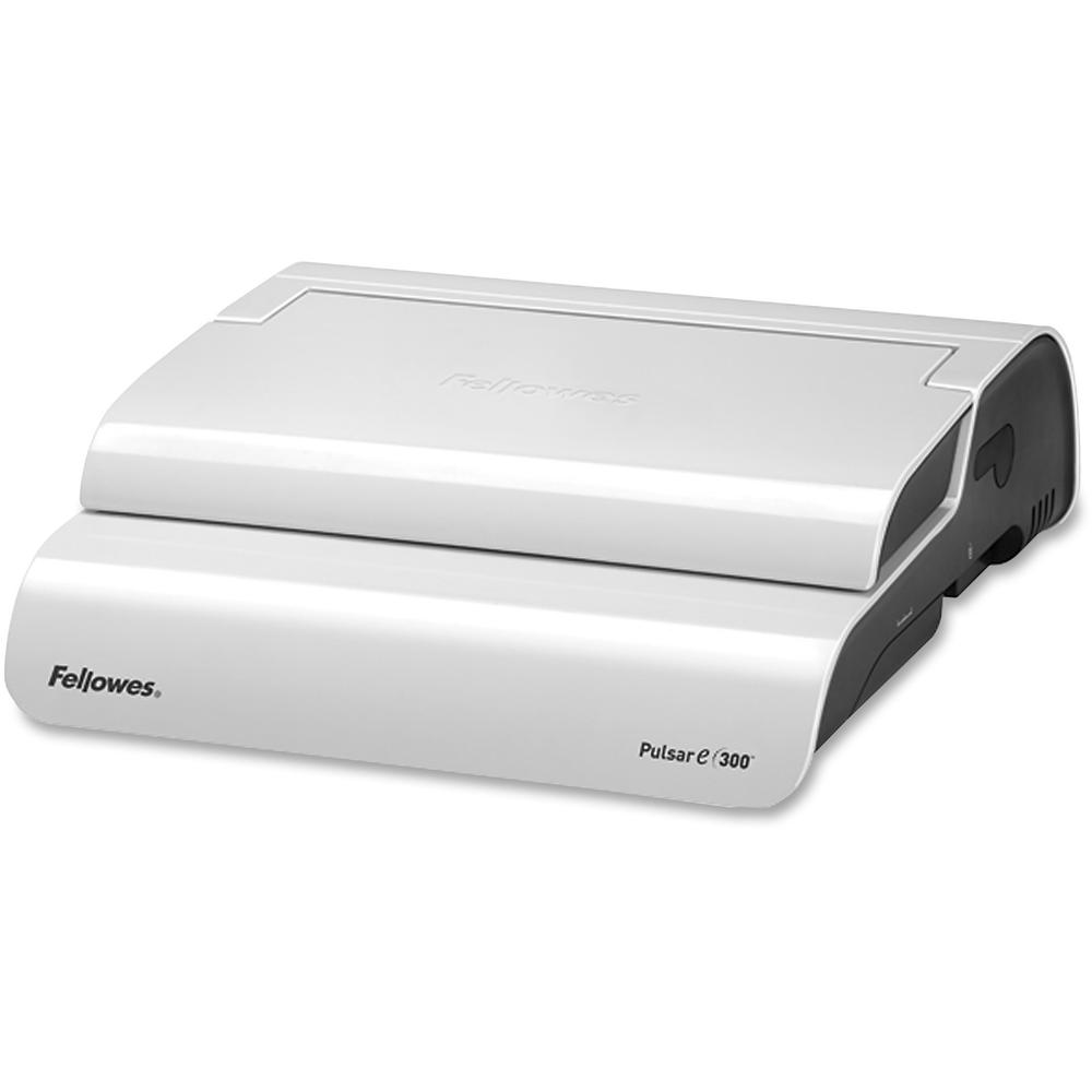 Fellowes Pulsar&trade; E 300 Electric Comb Binding Machine w/Starter Kit - CombBind - 300 Sheet(s) Bind - 20 Punch - 5.1" x 16.9" x 15.4" - White, Black. Picture 3