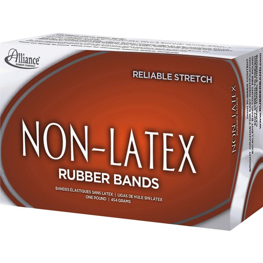 Alliance Rubber 37176 Non-Latex Rubber Bands - Size #117B - 1 lb. box contains approx. 250 bands - 7" x 1/8" - Orange. Picture 3