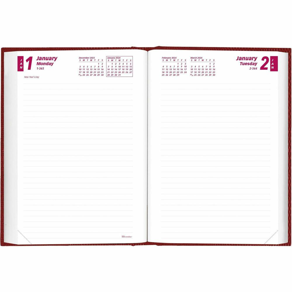 Brownline Untimed Daily Planner - Daily - January 2024 - December 2024 - 7 1/2" Sheet Size - Desktop - Red - 1 Each. Picture 5