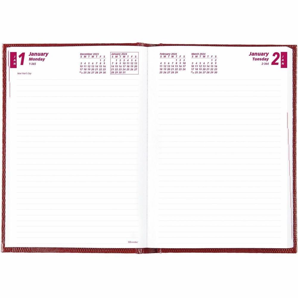 Brownline Daily Planner - Daily - 1 Year - January 2024 - December 2024 - 1 Day Single Page Layout - 5 3/4" x 8 1/4" Sheet Size - Desktop - Red CoverNotepad - 1 Each. Picture 5