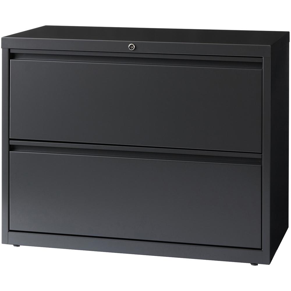 Lorell Fortress Series Lateral File - 36" x 18.6" x 28.1" - 2 x Drawer(s) - Legal, Letter, A4 - Lateral - Rust Proof, Leveling Glide, Interlocking - Charcoal - Baked Enamel - Steel - Recycled. Picture 3