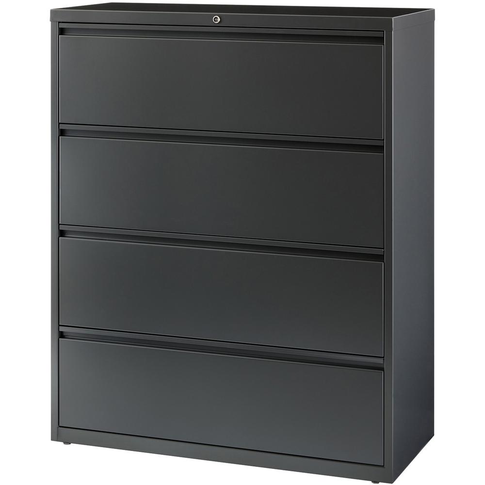 Lorell Fortress Series Lateral File - 42" x 18.6" x 52.5" - 4 x Drawer(s) - Legal, Letter, A4 - Lateral - Rust Proof, Leveling Glide, Interlocking, Reinforced, Hanging Rail - Charcoal - Baked Enamel -. Picture 3