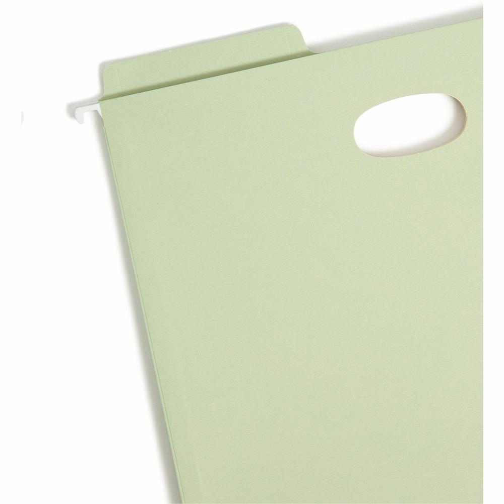 Smead FasTab 1/3 Tab Cut Letter Recycled Hanging Folder - 8 1/2" x 11" - 3 1/2" Expansion - Top Tab Location - Assorted Position Tab Position - Moss - 10% Recycled - 9 / Box. Picture 5