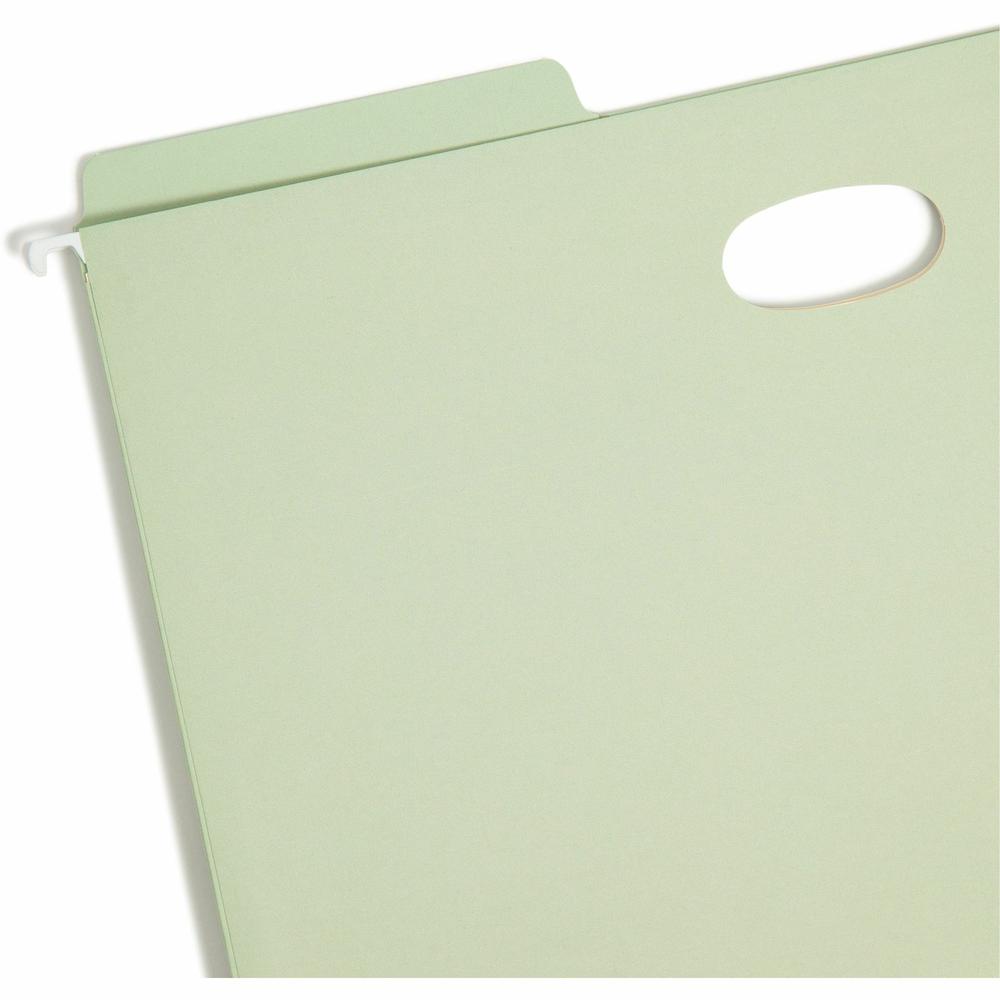 Smead FasTab 1/3 Tab Cut Legal Recycled Hanging Folder - 8 1/2" x 14" - 3 1/2" Expansion - Top Tab Location - Assorted Position Tab Position - Moss - 10% Recycled - 9 / Box. Picture 5