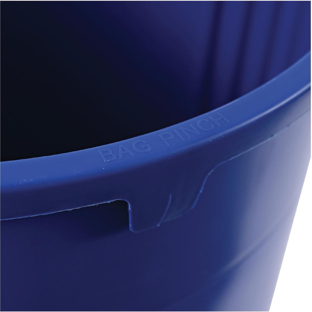 Genuine Joe Heavy-Duty Trash Container - 32 gal Capacity - Side Handle, Venting Channel - Plastic - Blue - 1 Each. Picture 5