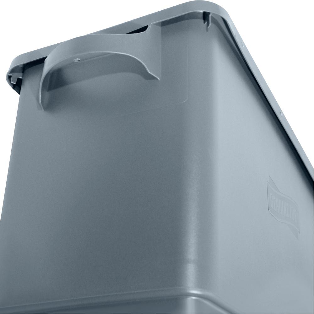 Genuine Joe 23-gallon Space-Saving Waste Container - 23 gal Capacity - Rectangular - Handle - 30" Height x 20" Width x 11" Depth - Gray - 1 Each. Picture 5