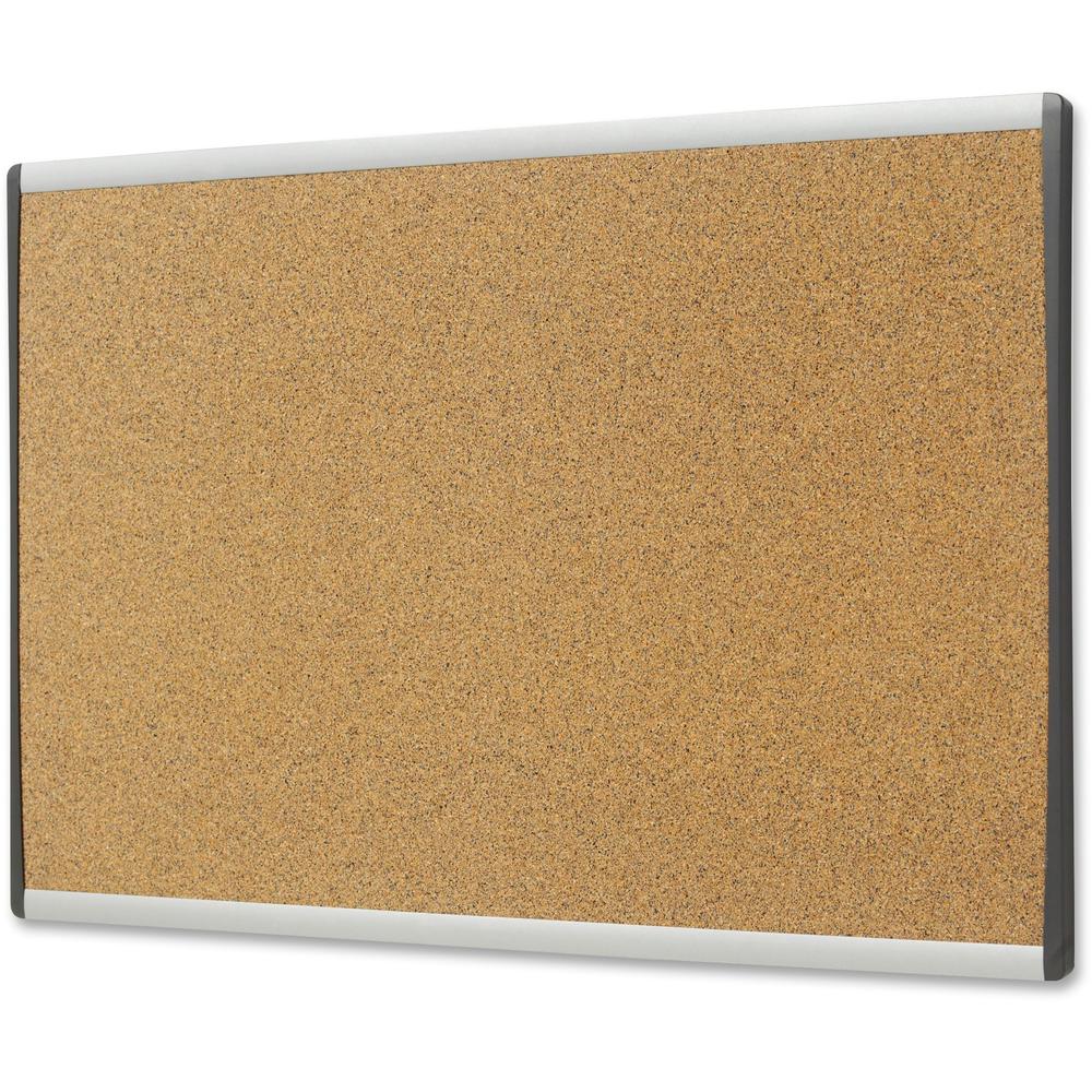 Quartet Arc Cubicle Bulletin Board - 18" Height x 30" Width - Brown Natural Cork Surface - Durable, Self-healing - Silver Aluminum Frame - 1 Each. Picture 4