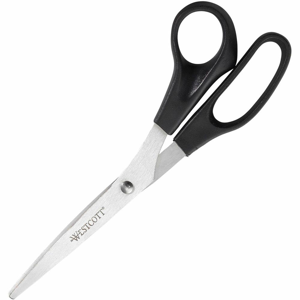 Westcott 8" All Purpose Straight Scissors - 8" Overall Length - Straight-left/right - Stainless Steel - Assorted - 3 / Pack. Picture 3