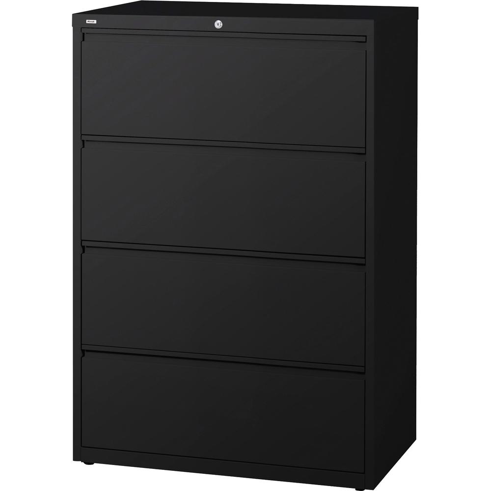 Lorell Fortress Series Lateral File - 36" x 18.6" x 52.5" - 4 x Drawer(s) for File - Letter, Legal, A4 - Lateral - Ball-bearing Suspension, Leveling Glide, Label Holder, Interlocking - Black - Steel -. Picture 3