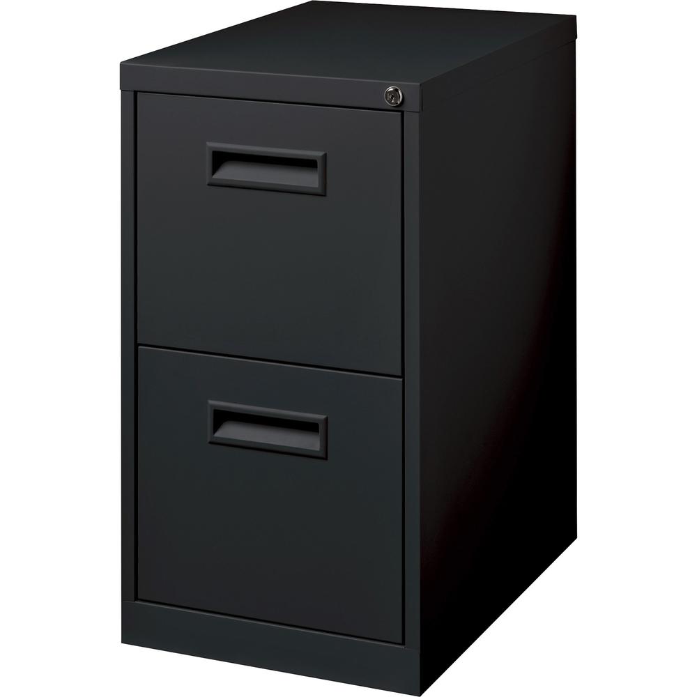 Lorell 22" File/File Mobile File Cabinet with Recessed Pull - 15" x 22.9" x 28" - 2 x Drawer(s) for File - Letter - Security Lock, Ball-bearing Suspension - Black - Powder Coated - Steel - Recycled. Picture 3