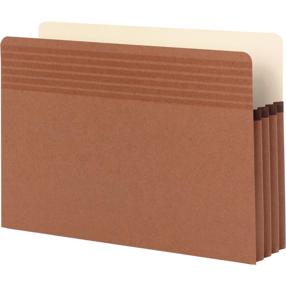 Smead Easy Grip Straight Tab Cut Legal Recycled File Pocket - 8 1/2" x 14" - 3 1/2" Expansion - Pressboard - Redrope - 30% Recycled - 25 / Box. Picture 3