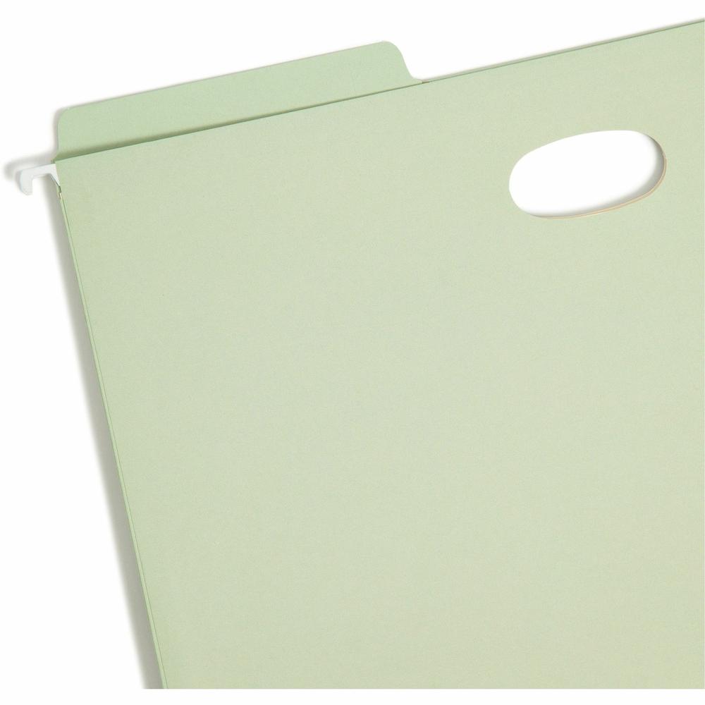 Smead FasTab 1/3 Tab Cut Legal Recycled Hanging Folder - 8 1/2" x 14" - 5 1/4" Expansion - Top Tab Location - Assorted Position Tab Position - Moss - 10% Recycled - 9 / Box. Picture 5