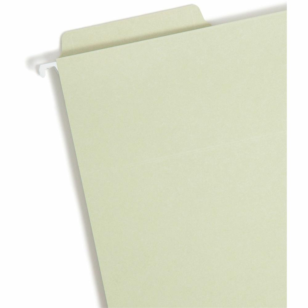 Smead FasTab 1/3 Tab Cut Letter Recycled Hanging Folder - 8 1/2" x 11" - 2" Expansion - Top Tab Location - Assorted Position Tab Position - Moss - 10% Recycled - 20 / Box. Picture 5