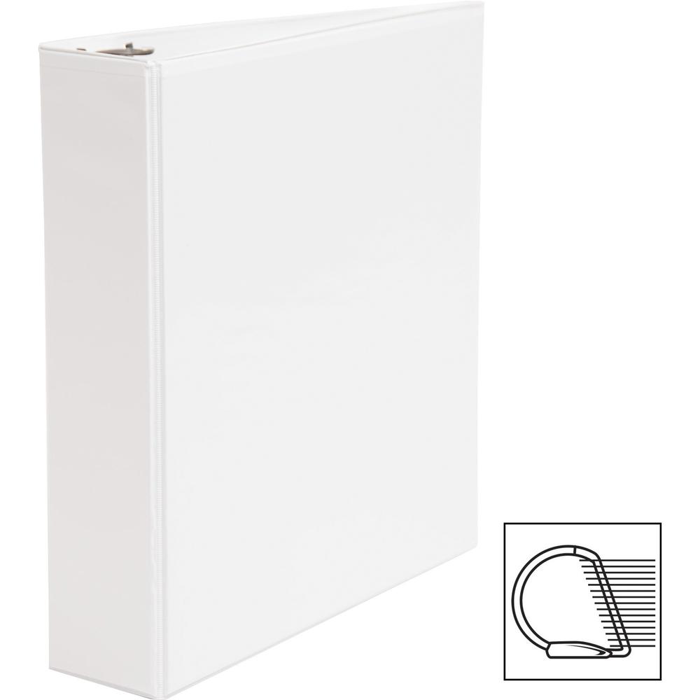 Business Source Basic D-Ring White View Binders - 2" Binder Capacity - Letter - 8 1/2" x 11" Sheet Size - D-Ring Fastener(s) - Polypropylene - White - 1.50 lb - Clear Overlay - 1 Each. Picture 9