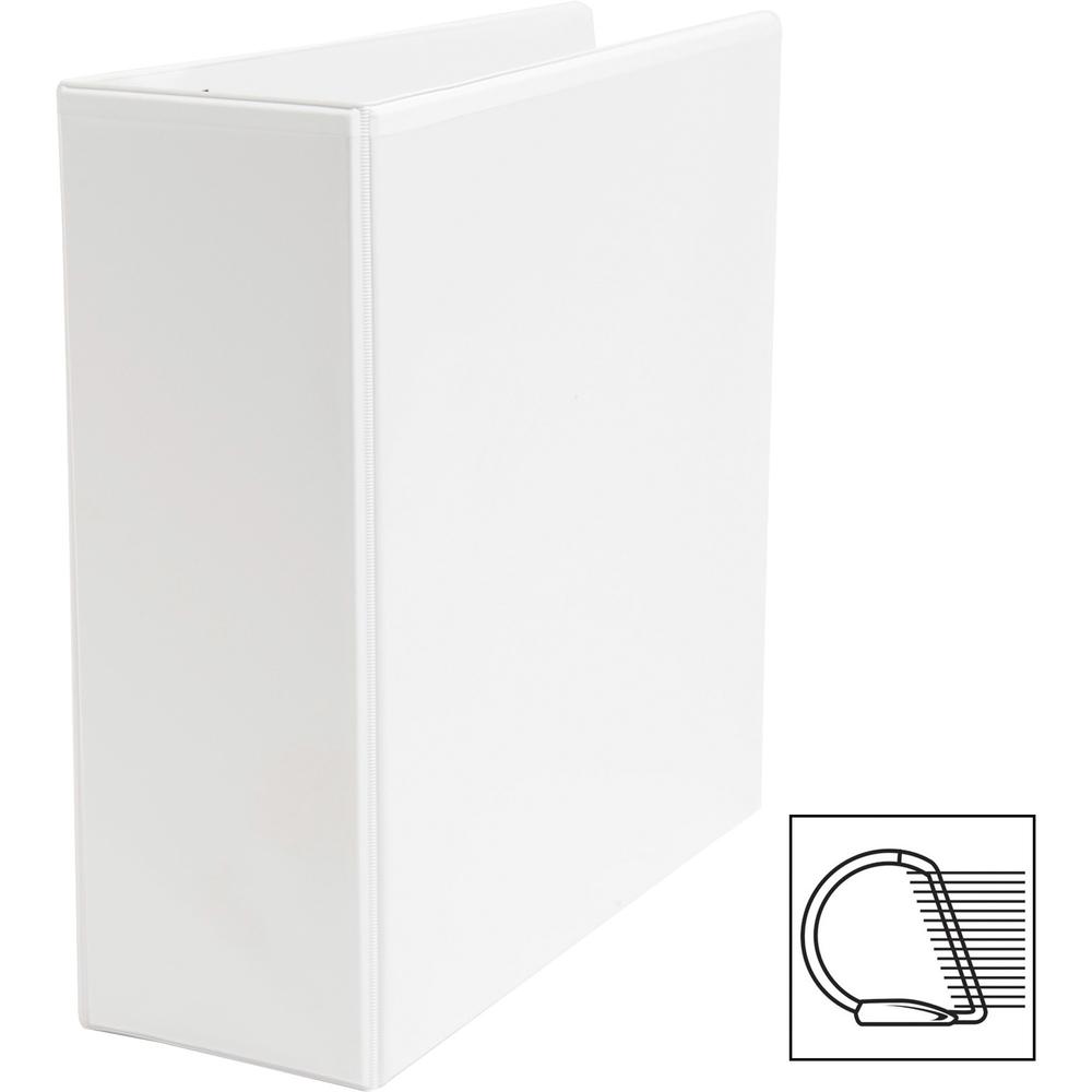 Business Source Basic D-Ring White View Binders - 4" Binder Capacity - Letter - 8 1/2" x 11" Sheet Size - D-Ring Fastener(s) - Polypropylene - White - 1.75 lb - Clear Overlay - 1 Each. Picture 2