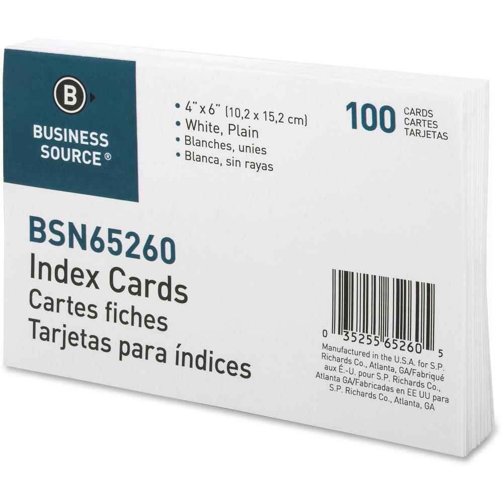 Business Source Plain Index Cards - 6" Width x 4" Length - 100 / Pack. Picture 2