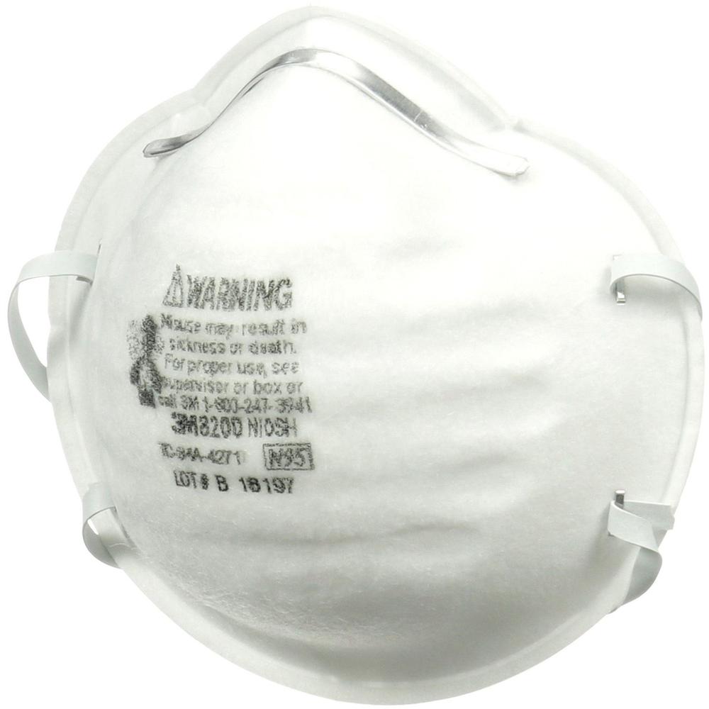 3M N95 Particulate Respirator 8200 Mask - Standard Size - Allergen, Dust Protection - White - Lightweight, Disposable, Adjustable Nose Clip, Comfortable - 20 / Box. Picture 4