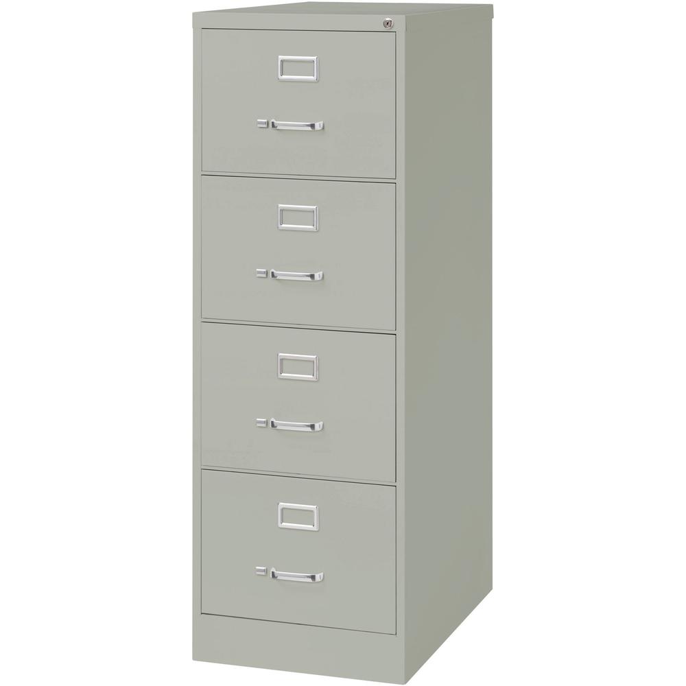 Lorell Fortress Series 26-1/2" Commercial-Grade Vertical File Cabinet - 18" x 26.5" x 52" - 4 x Drawer(s) for File - Legal - Vertical - Lockable, Ball-bearing Suspension, Heavy Duty - Light Gray - Ste. Picture 4