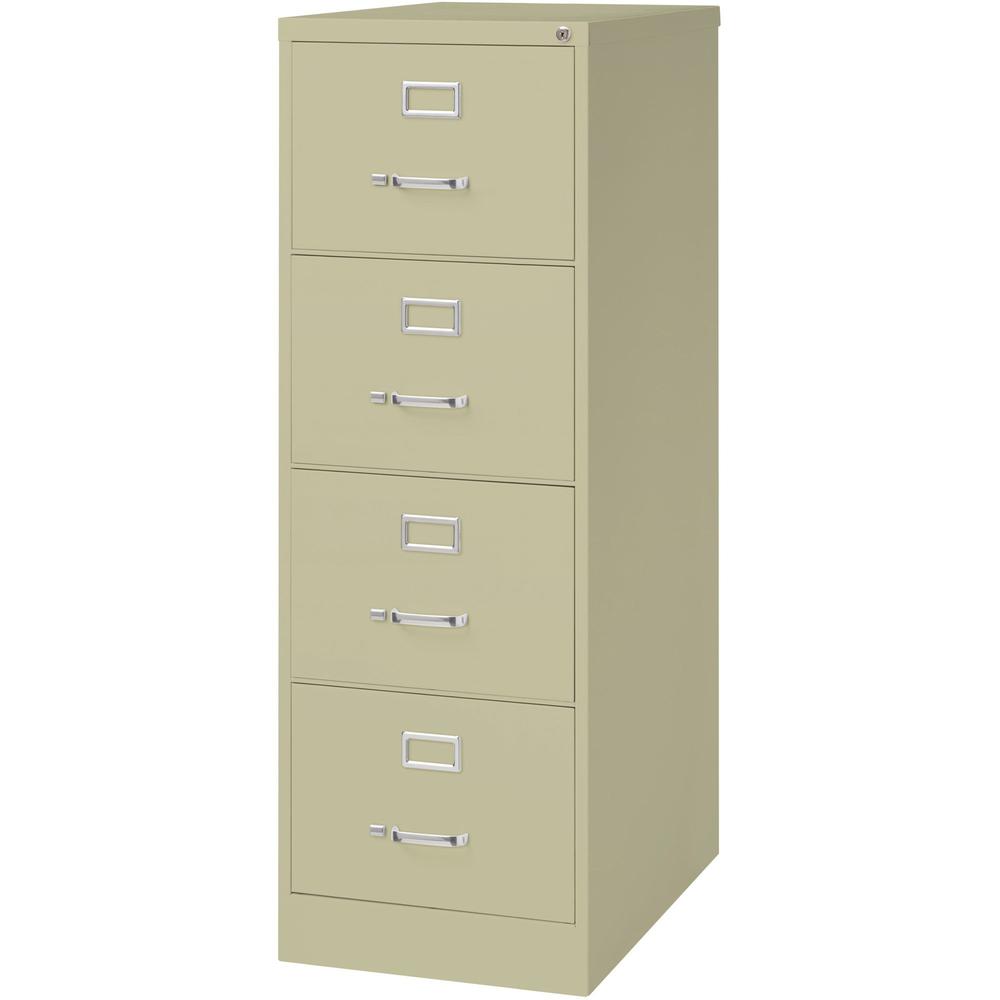 Lorell Fortress Series 26-1/2" Commercial-Grade Vertical File Cabinet - 18" x 26.5" x 52" - 4 x Drawer(s) for File - Legal - Vertical - Lockable, Ball-bearing Suspension, Heavy Duty - Putty - Steel - . Picture 4
