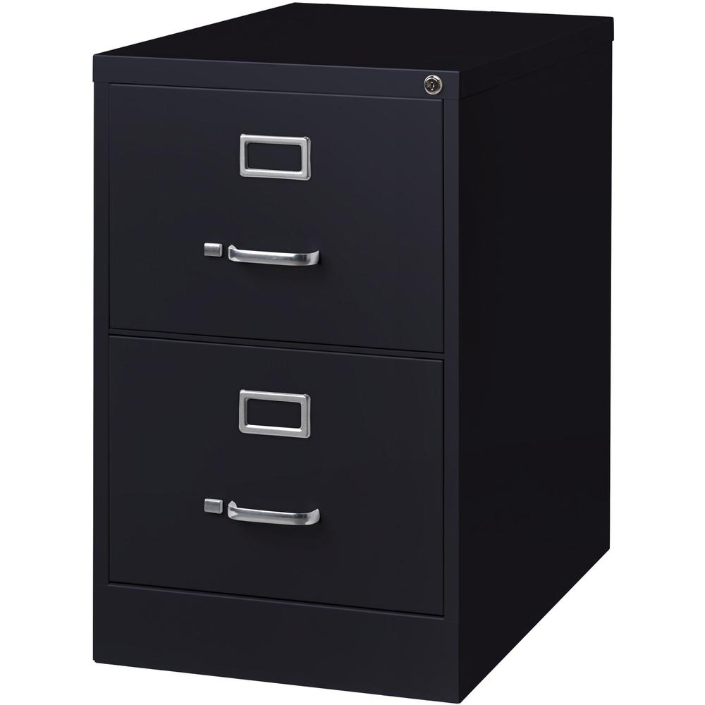 Lorell Fortress Series 26-1/2" Commercial-Grade Vertical File Cabinet - 18" x 26.5" x 28.4" - 2 x Drawer(s) for File - Legal - Vertical - Lockable, Ball-bearing Suspension, Heavy Duty - Black - Steel . Picture 4