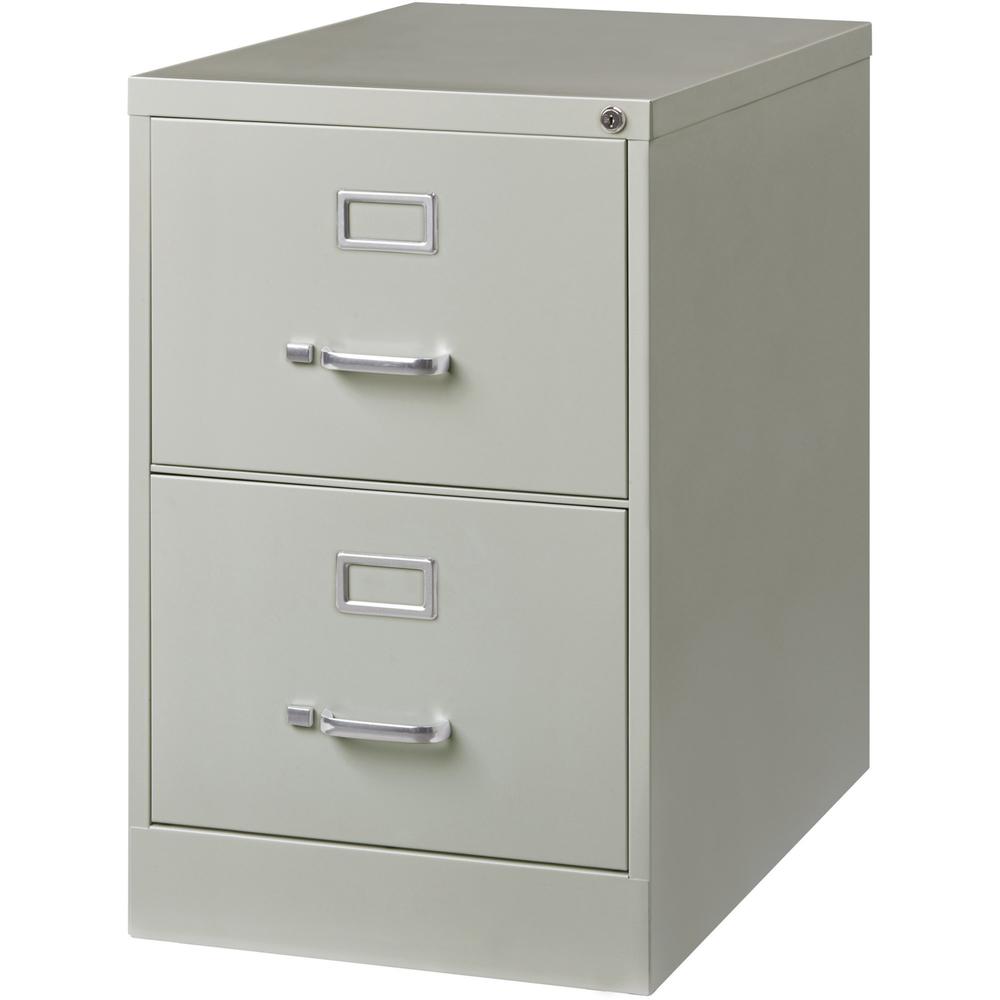 Lorell Fortress Series 26-1/2" Commercial-Grade Vertical File Cabinet - 18" x 26.5" x 28.4" - 2 x Drawer(s) for File - Legal - Vertical - Lockable, Ball-bearing Suspension, Heavy Duty - Light Gray - S. Picture 4