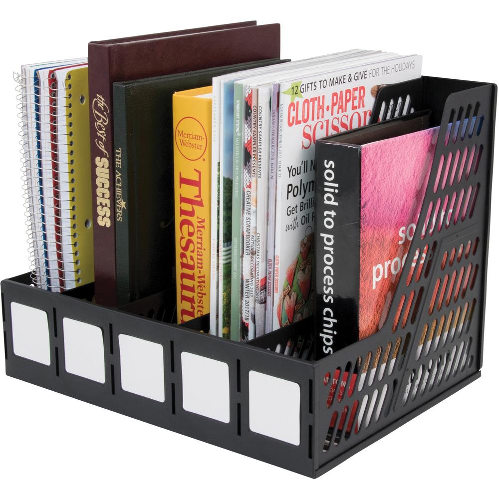 Advantus 5-compartment Magazine/Literature File - 5 Compartment(s)Desktop - Durable, Lightweight, Labeling Area - Black - Plastic - 1 Each. Picture 3