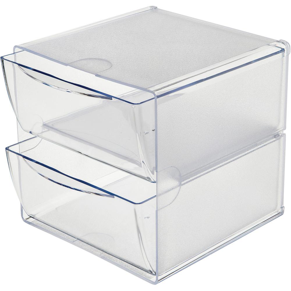 Deflecto Stackable Cube Organizer - 2 Drawer(s) - 6" Height x 6" Width x 7.5" DepthDesktop - Stackable - Clear - Plastic - 1 Each. Picture 7