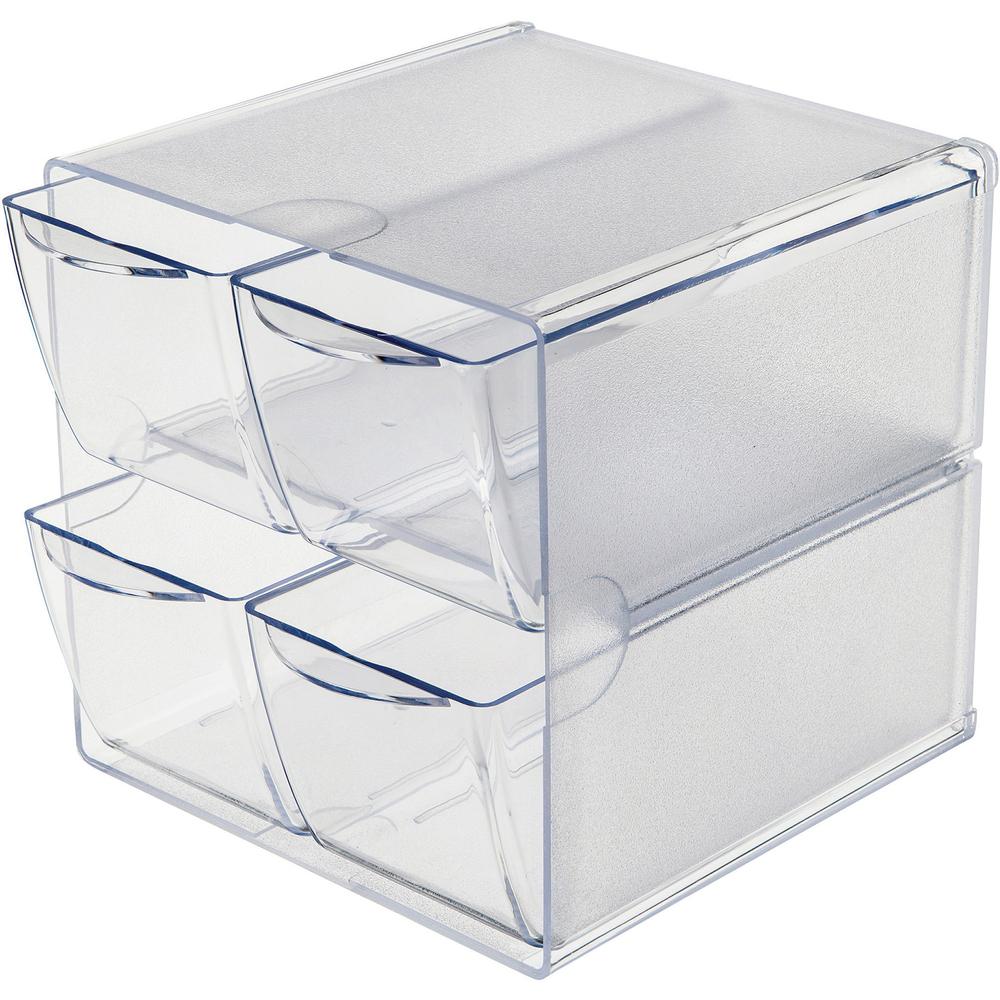 Deflecto Stackable Cube Organizer - 4 Drawer(s) - 6" Height x 6" Width x 7.3" DepthDesktop - Stackable - Clear - Plastic - 1 Each. Picture 11