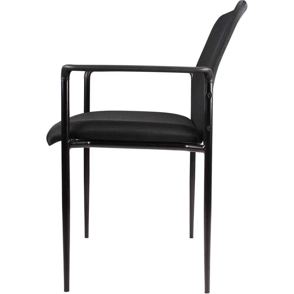 Lorell Reception Side Chair with Molded Cap Arms - Black Seat - Mesh Back - Steel Frame - Four-legged Base - 1 Each. Picture 5