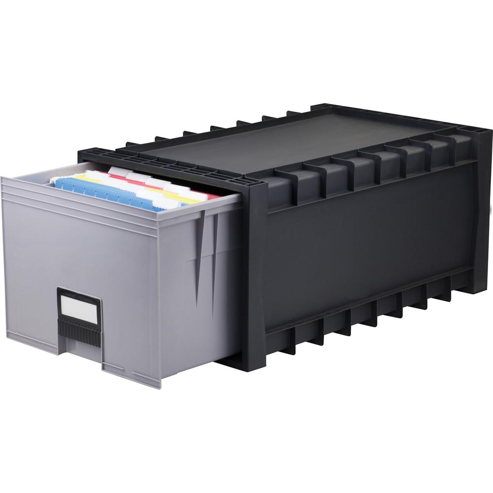 Storex Archive Files Storage Box - External Dimensions: 15.1" Width x 24.3" Depth x 11.4"Height - Media Size Supported: Letter - Heavy Duty - Stackable - Polypropylene - Black, Gray - For File - Recyc. Picture 2