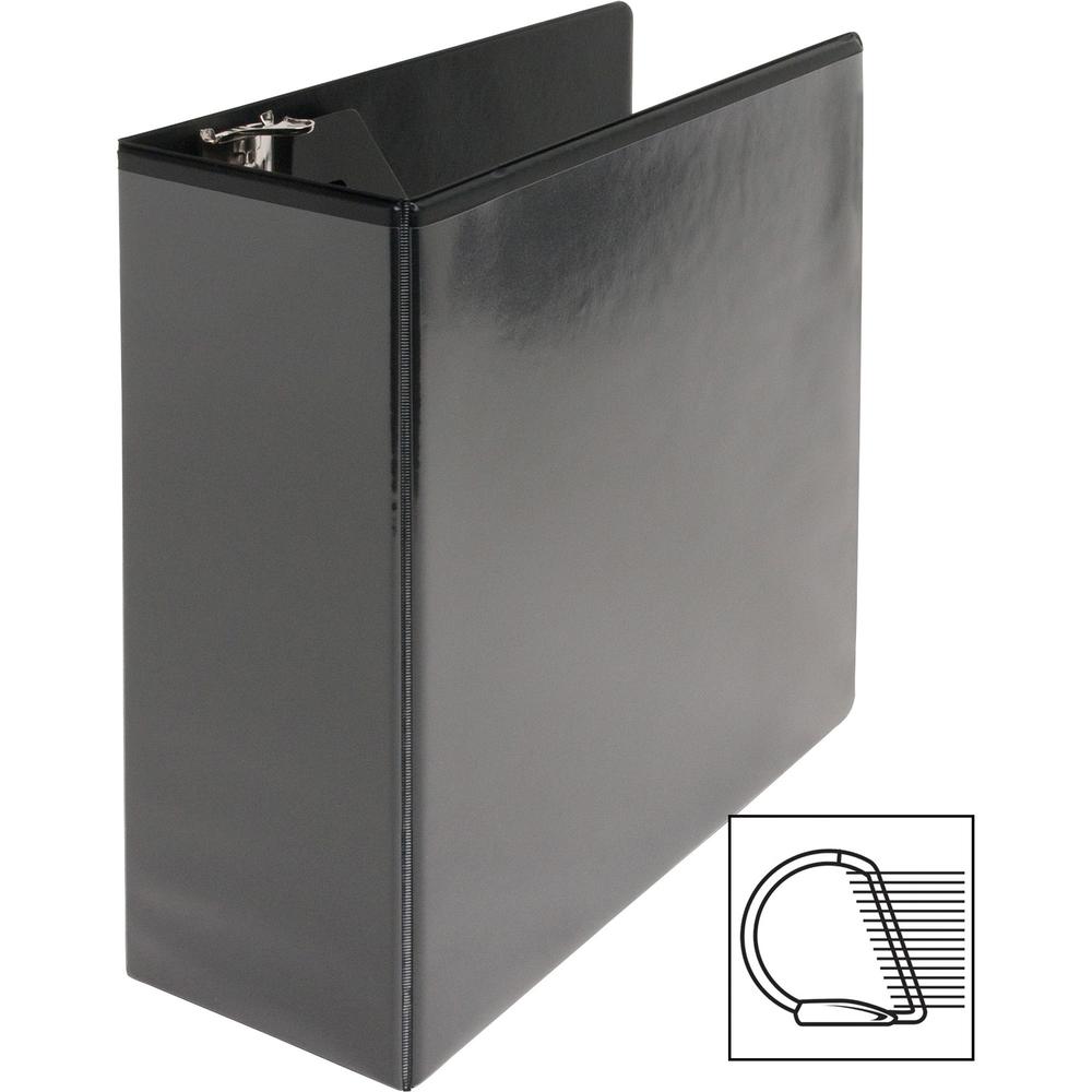 Business Source Basic D-Ring View Binders - 4" Binder Capacity - Letter - 8 1/2" x 11" Sheet Size - D-Ring Fastener(s) - Polypropylene - Black - Clear Overlay - 1 Each. Picture 7