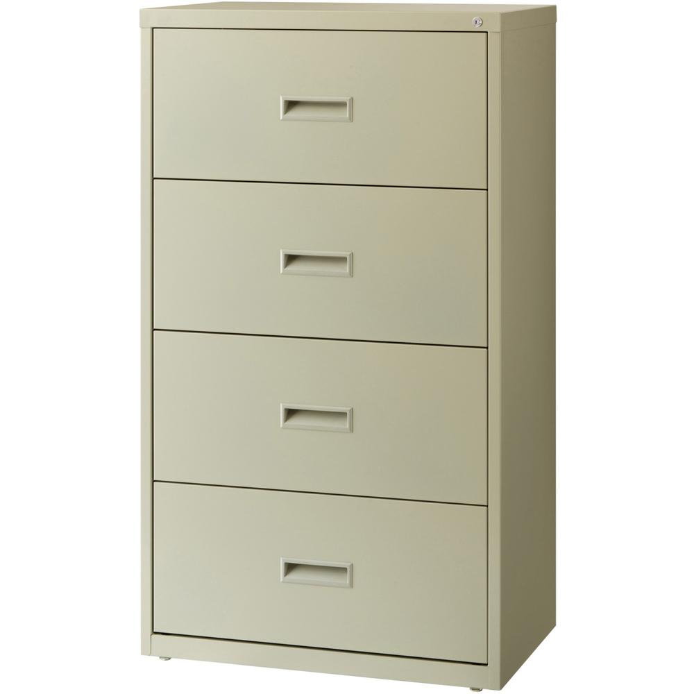 Lorell Value Lateral File - 2-Drawer - 30" x 18.6" x 52.5" - 4 x Drawer(s) for File - A4, Legal, Letter - Interlocking, Adjustable Glide, Ball-bearing Suspension, Label Holder - Putty - Steel - Recycl. Picture 3