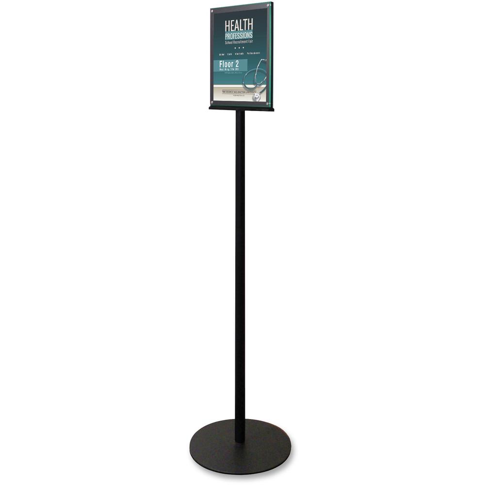Deflecto Double-Sided Magnetic Sign Display - 1 Each - 13" Width x 56" Height x 12.9" Depth - 8.50" Holding Width x 11" Holding Height - Magnetic - Metal, Plastic - Indoor - Black. Picture 2